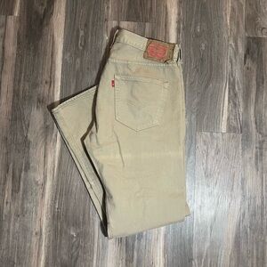 Retro Levi’s Khaki 501 Button Fly Straight Leg Denim Jeans Size 36 x 32